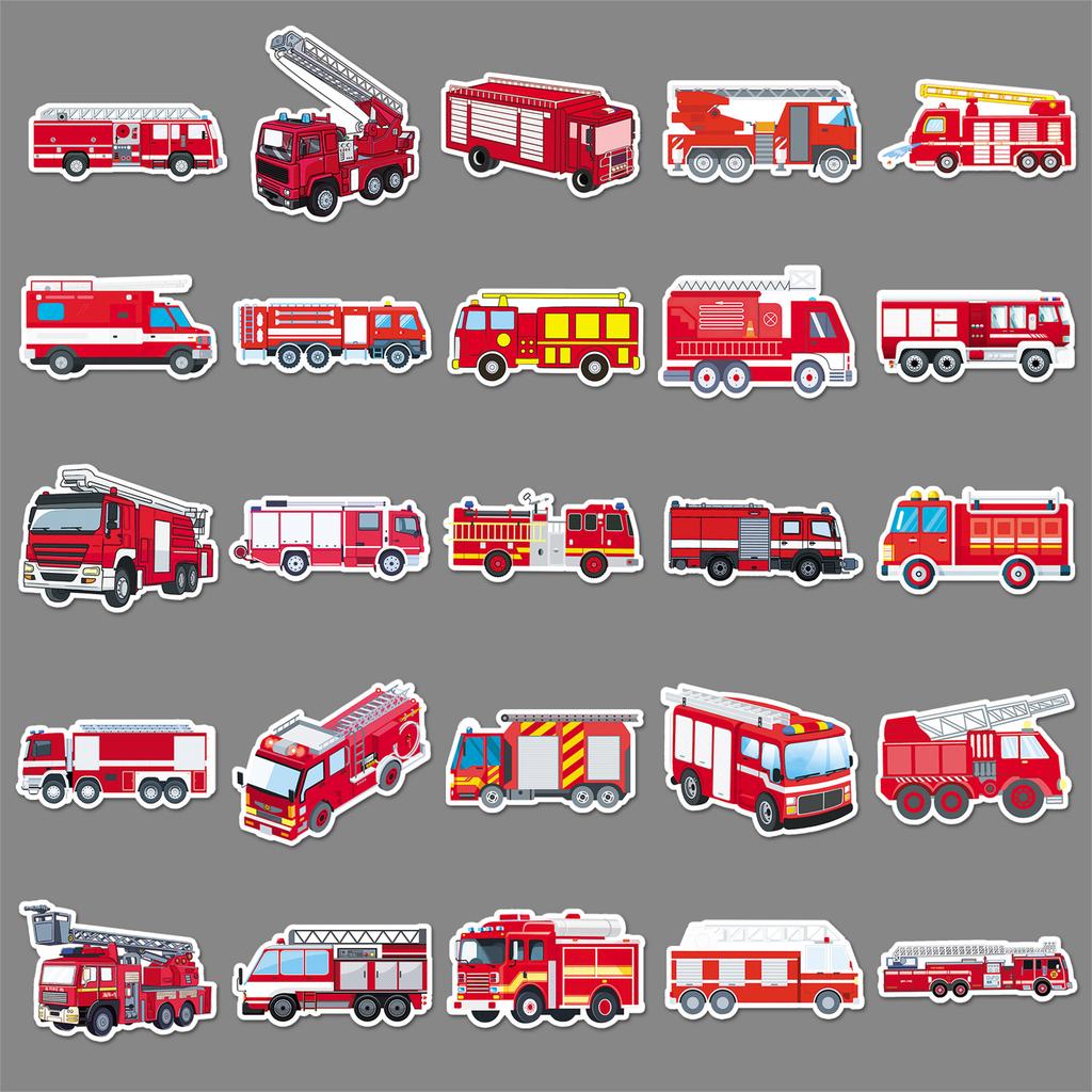 50 Feuerwehrauto Graffiti Aufkleber Personalisierte Cartoon Kinder Kaugummi Karte Dekorative Mobile Koffer Kreative Aufkleber