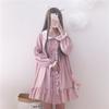 Frühling Herbst Kleid Frauen Harajuku Rosa Damen Rüschen Spitze Patch Kawaii Kleider Lolita Cosplay Süße Lose Vestidos