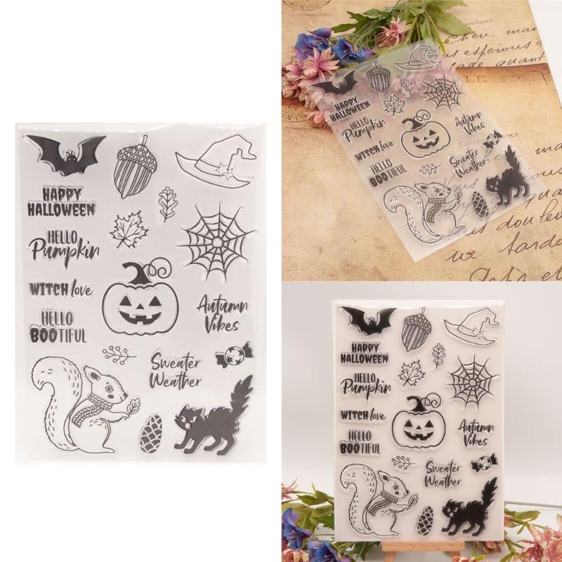 Halloween Clear Stamp Metal Cutting Dies Set for DIY Craft Making Embossing Photo Album Scrapbooking Home Decoration