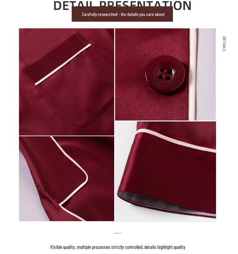 Silk Couple Pajamas: Women's & Men's Long Sleeve Plus Size Set for Spring and Autumn