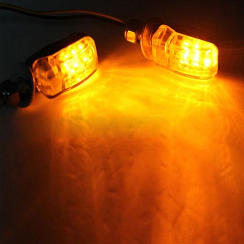 2X 6Led Motorcycle Mini Amber Turn Signal Lights Blinker Indicator Black 12V New