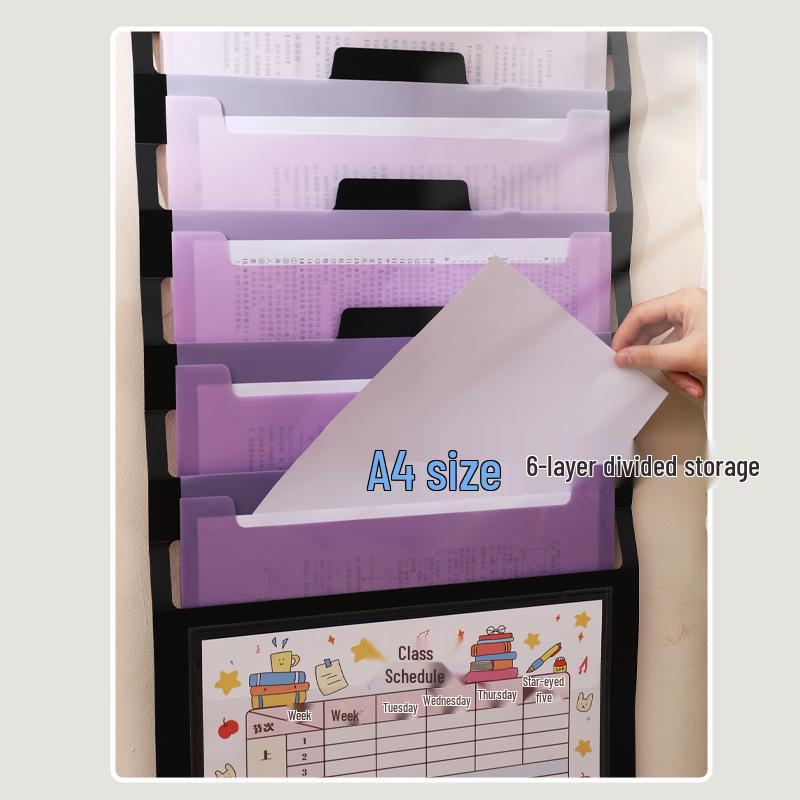 Wall-Mounted Accordion Bag: Multi-Functional A4 Thickened 6-Grid Document Organizer