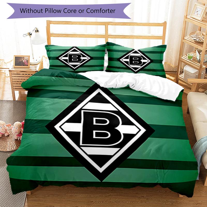 3pcs Borussia Mönchengladbach LOGO pattern bedding set duvet cover set includes duvet cover &pillowcases, perfect all season bedroom decoration & gift