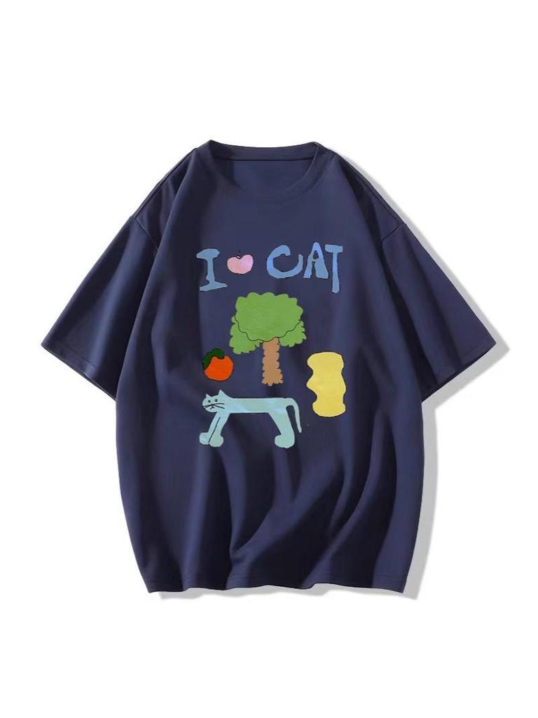 Women's Oversized White Cotton Short-Sleeve T-Shirt, Summer 2025 Trend, American Style, Casual Loose Fit