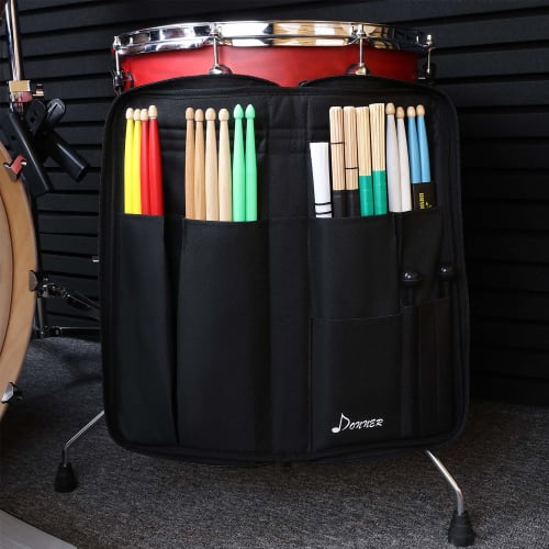 Donner Drumstick Case, Holds 12 Pairs, Large Capacity Stick Bag, 600D Oxford Cloth, Black