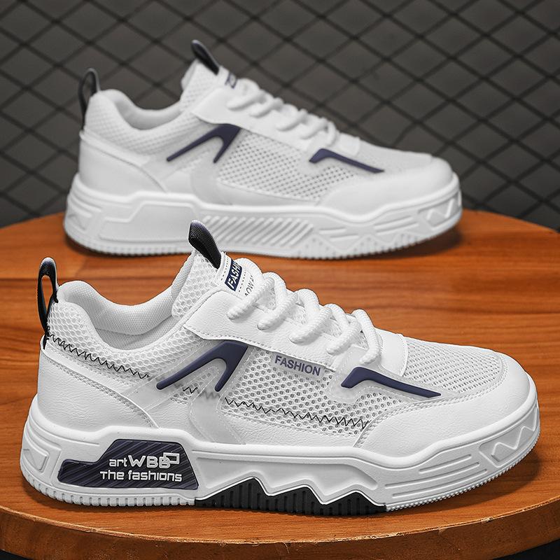 Herren-Board-Schuhe mit dicker Sohle und Absatz, Sommer neu, Mesh, atmungsaktiv und bequem, niedrig geschnitten, zum Schnüren, vielseitig, lässig