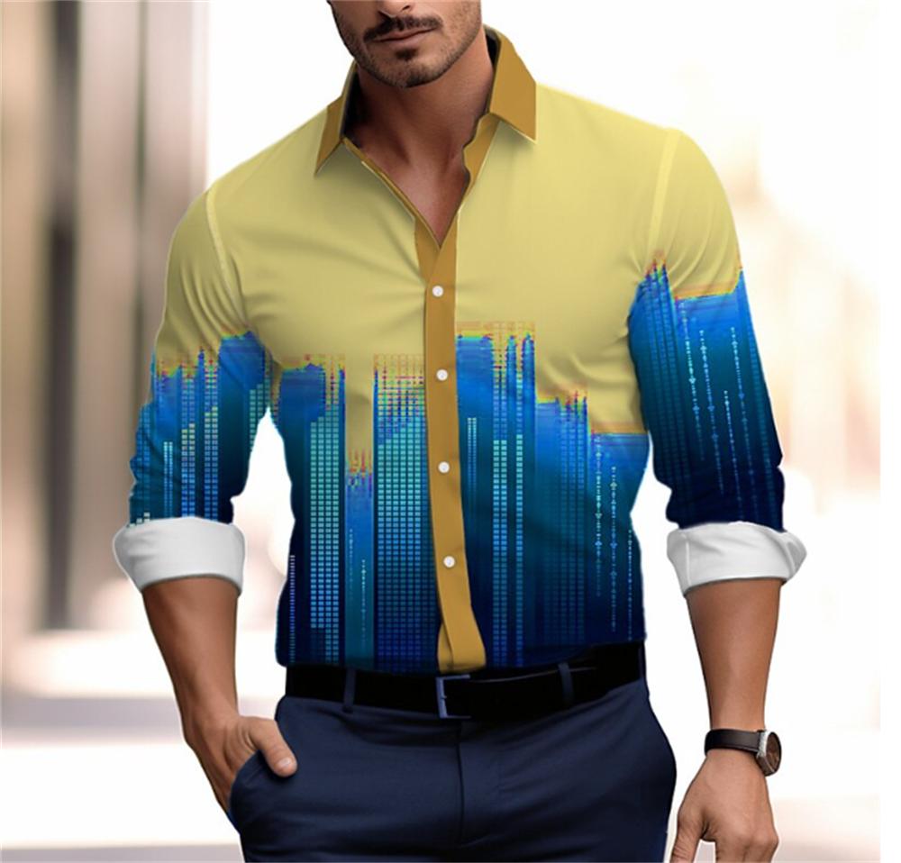 Gradient Men's Clothing Soft and Comfortable Men's Shirt Summer Hawaiian Shirt High Quality Men's Clothing Fashion Button Design