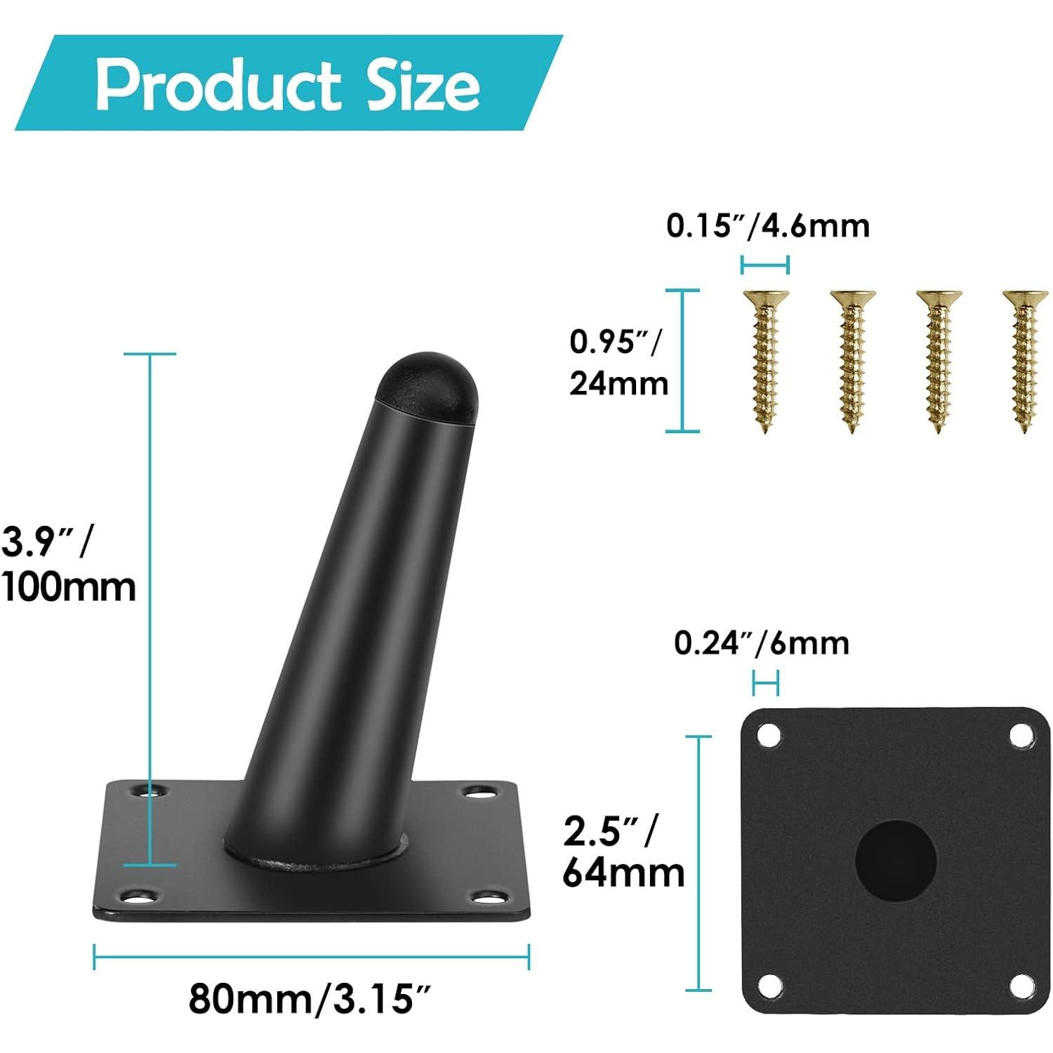

Комплект из 4 ножек для мебели, 20 см конические наклонные / вертикальные ножки для мебели, сменные ножки для шкафа, ножки для дивана 10cm чёрный