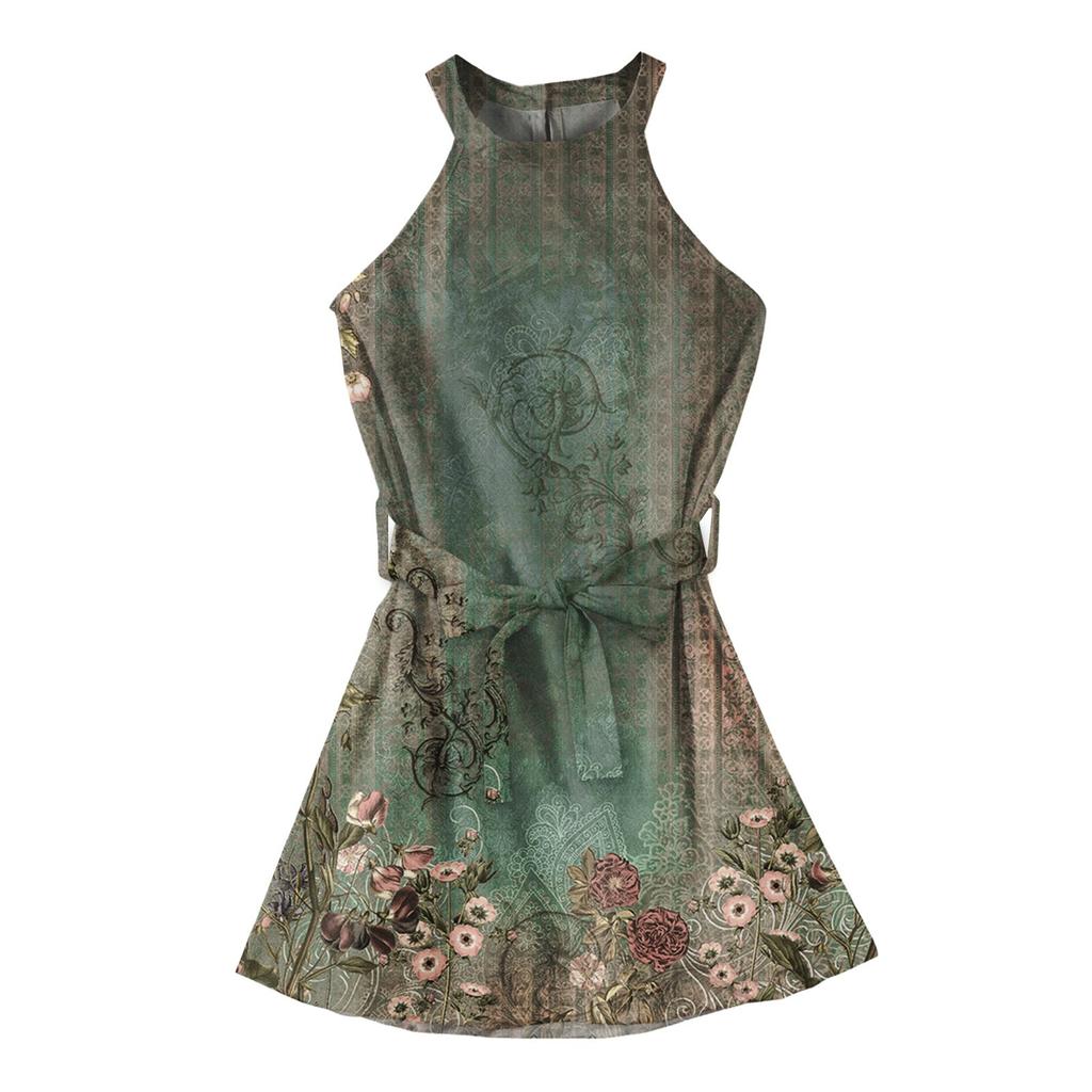 Rochie de vară pentru fete, rochie fără mâneci cu bretele, culoare solidă și imprimeu, rochie fără mâneci, rochie casual