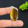 Tiger Eye Gemstone Handmade 925 Sterling Silver Jewelry Pendant 2.01" d2Q39