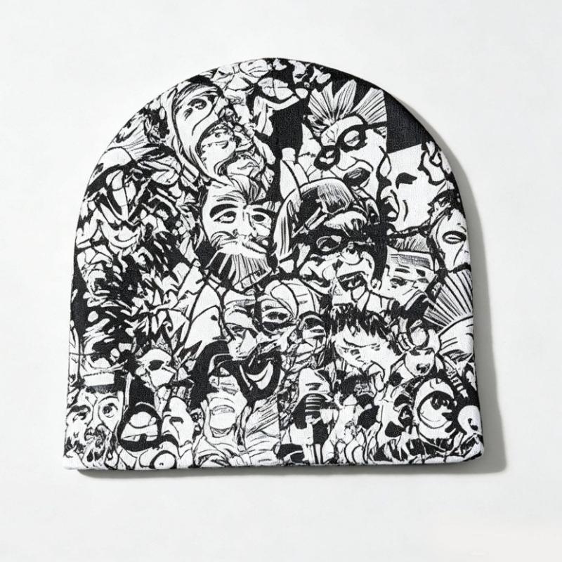 Y2K Autumn/Winter Gothic Dark Vintage Knitted Hat for Cold Protection and Warmth