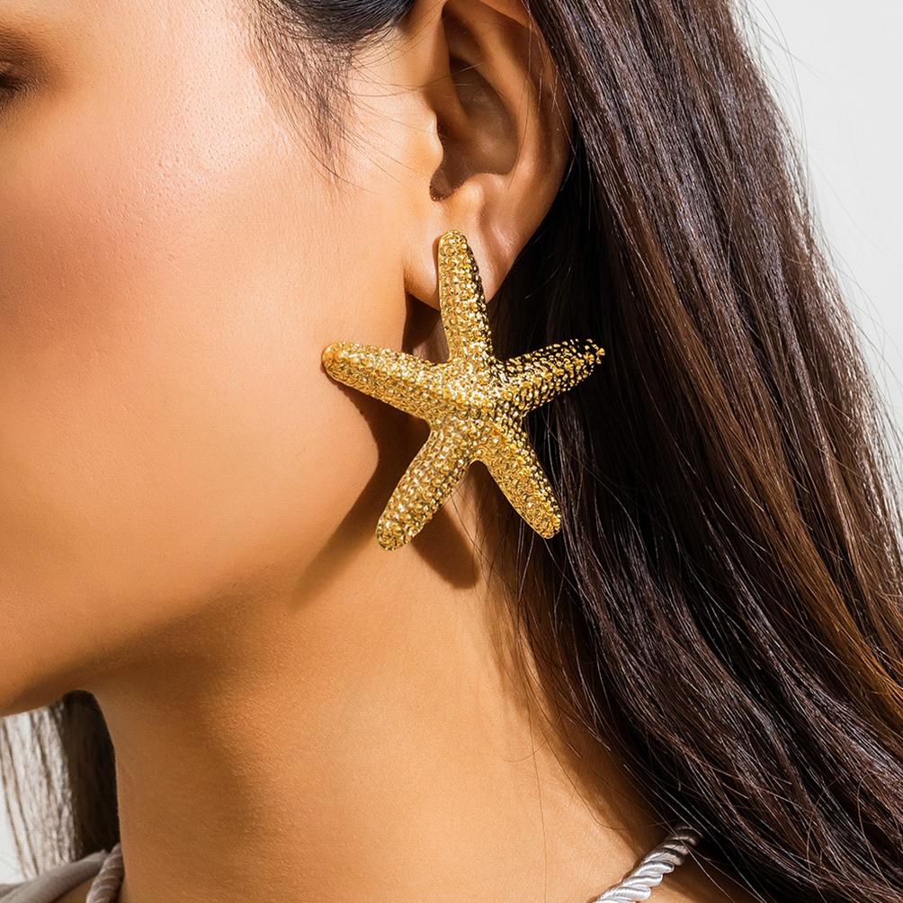 

Ingemark Punk Large Starfish Stud Earrings for Women Trendy Summer Korea Fashion Holiday Piercing Earring Y2K Jewelry Gift New