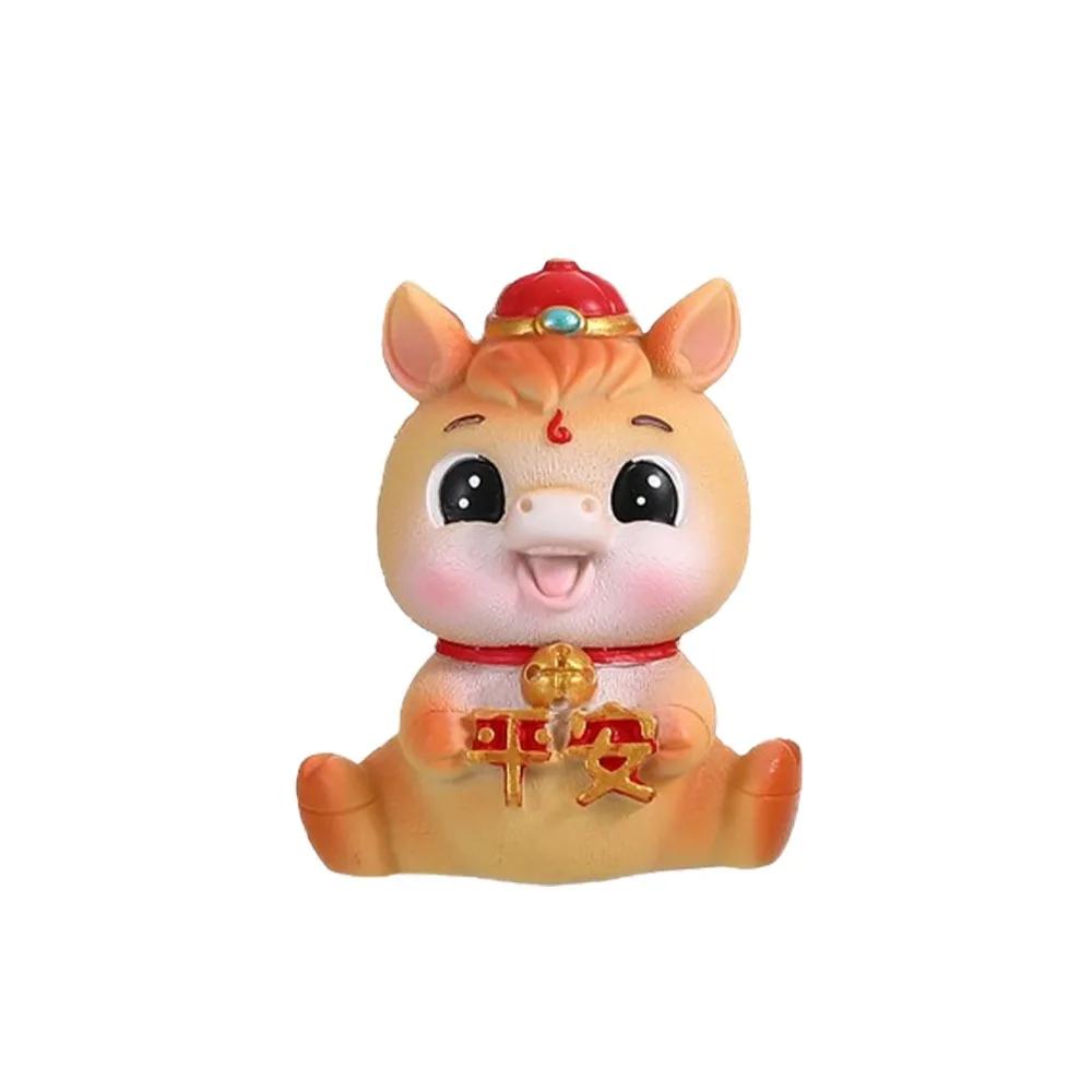 Resin 2026 Horse Year Figurines Lifelike Chinese Miniature Horse Figures Year of The Horse Decorative Zodiac Horse Mascot