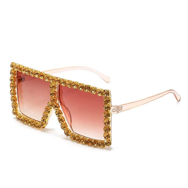 Sunglasses Women Oversized Square Diamond Men Fashion Rhinestone Sun Glasses Lady Luxury  Designer Eyewear UV400 Unisex