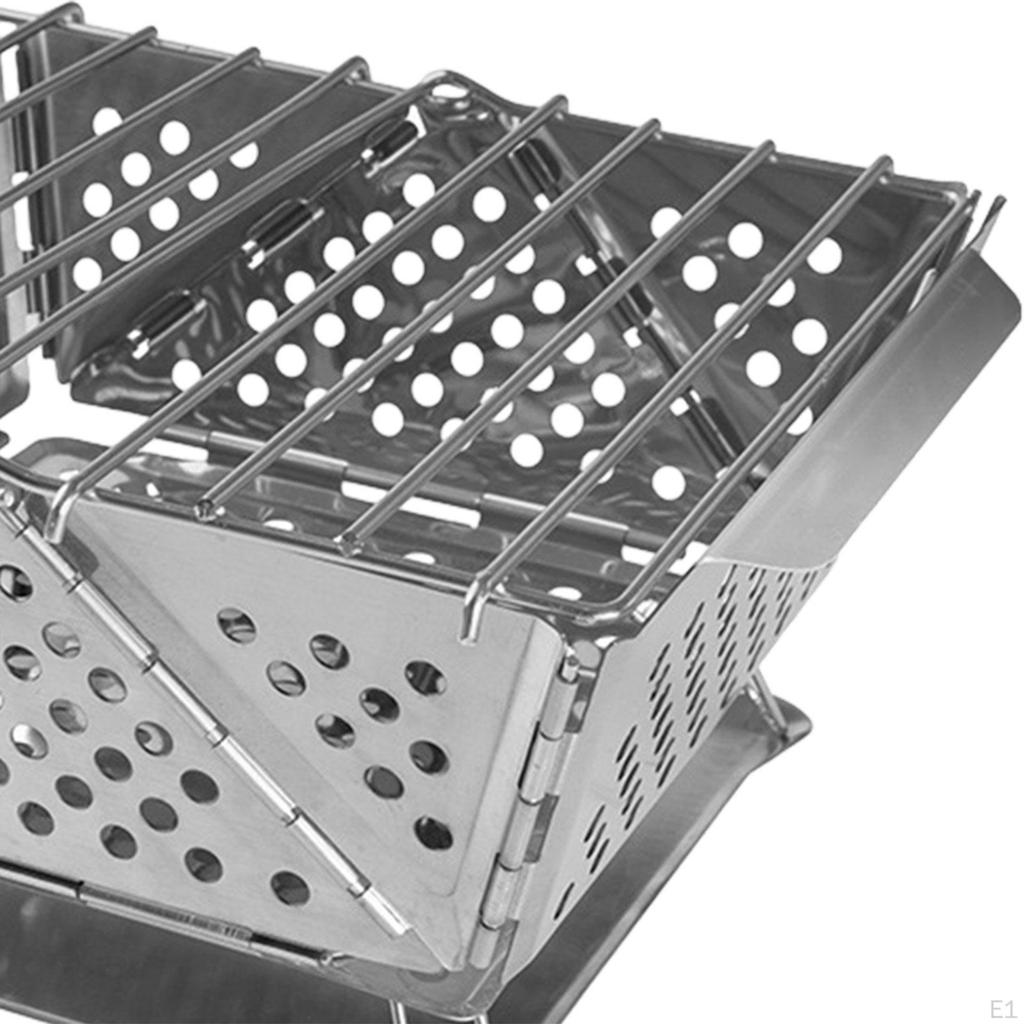 Small Foldable Charcoal Grill Stainless Steel Stove Burner Simple Assembly Reusable Lightweight