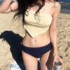 1011 European and American Bikini Split Swimsuit Solid Color Simple Sexy High-end Hot-selling Swimsuit