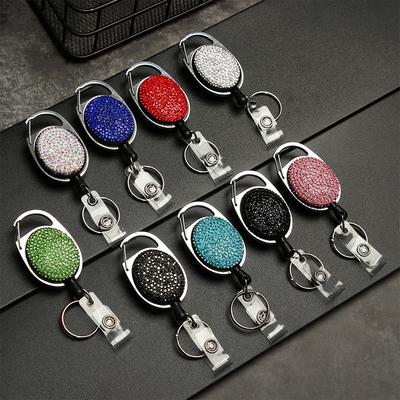 Unisex Retractable 1/2PC Reel Pull Keychain ID Badge Lanyard Name Tag Key Card Holder Belt Clip Durable Key Ring Bag Chain Clip
