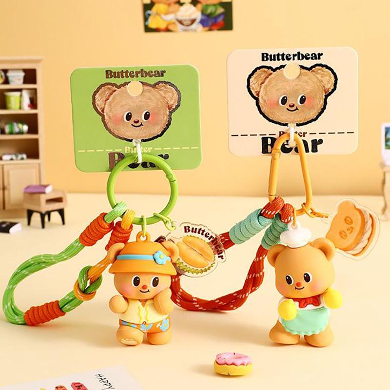 Cartoon Cute Butter Bear Keychain Pendant  Car Keychain Novelty Exquisite Kawaii Backpack Decoration Accessories Gifts