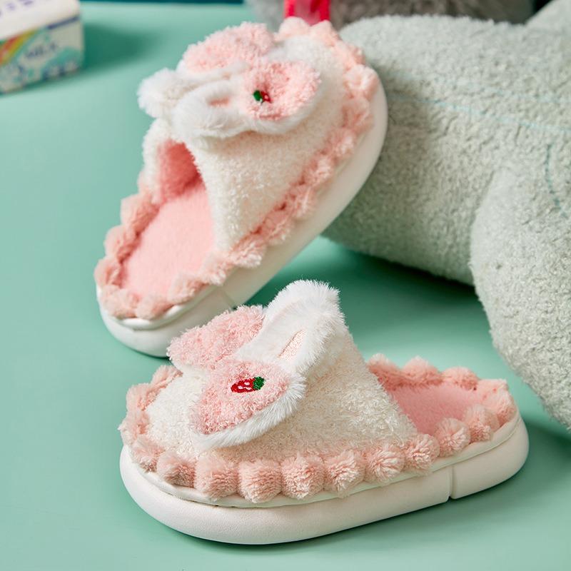 Fleece Children's Cotton Slippers Girls' Cotton Mop Thickened Warm and Non-slip Children's Slippers Indoor Autumn and Winter