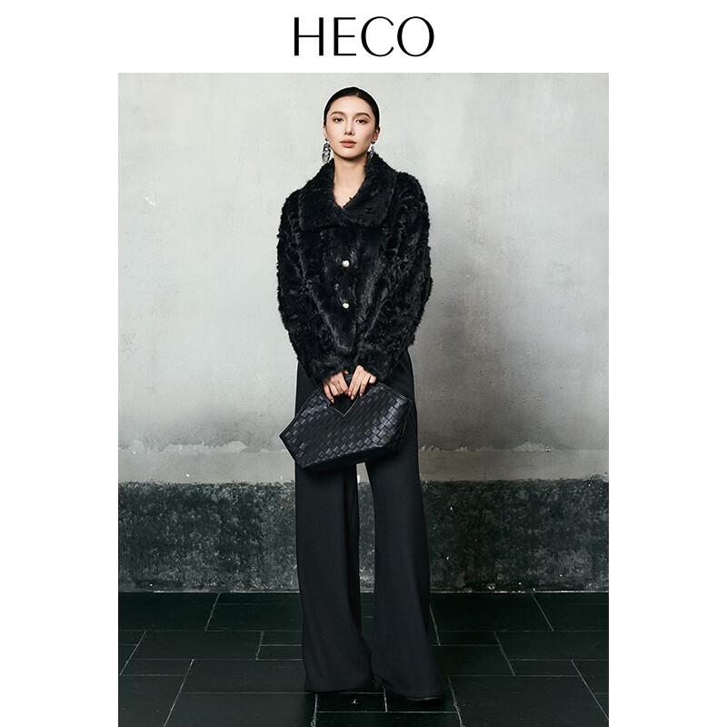HECO Women's Oversized Faux Fur Coat with Metallic Buckle
