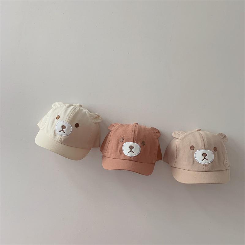 Cute Short Brim Baby Baseball Cap Cartoon Bear Ears Infant Toddler Sun Hat Outdoor Sunshade Baby Boy Girl Duck Tongue Caps