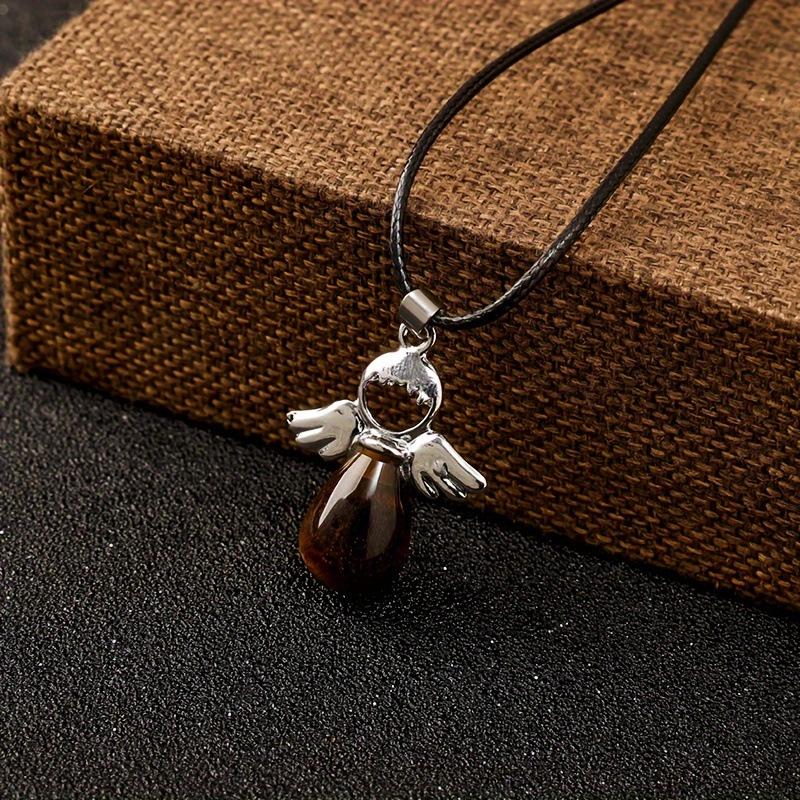 Amethyst Rose Quartz Angel Wing Pendant with Aventurine Stone