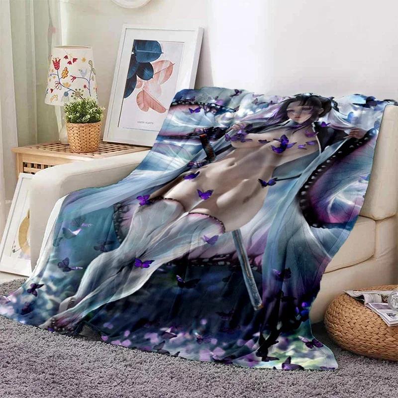 Sexy Anime Girls Blanket Soft Plush Flannel Throws Blankets for Sofa Bed Couch Best Gifts All Season Light Bedroom Warm Decke