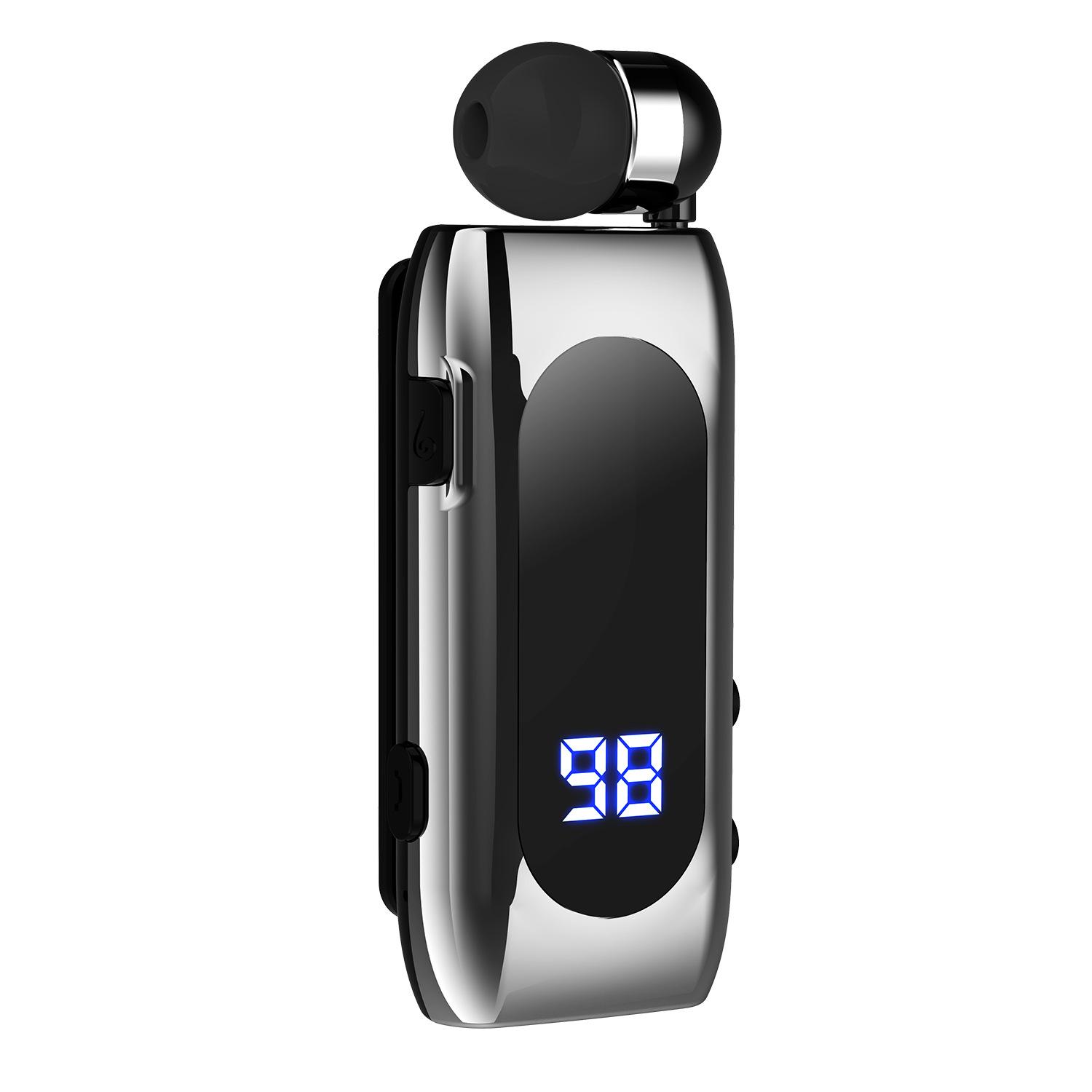

K55 Wireless Bluetooth In-Ear Lavalier Earphones with Ultra-Long Standby, Retractable, Compatible with Apple & Android. срібний