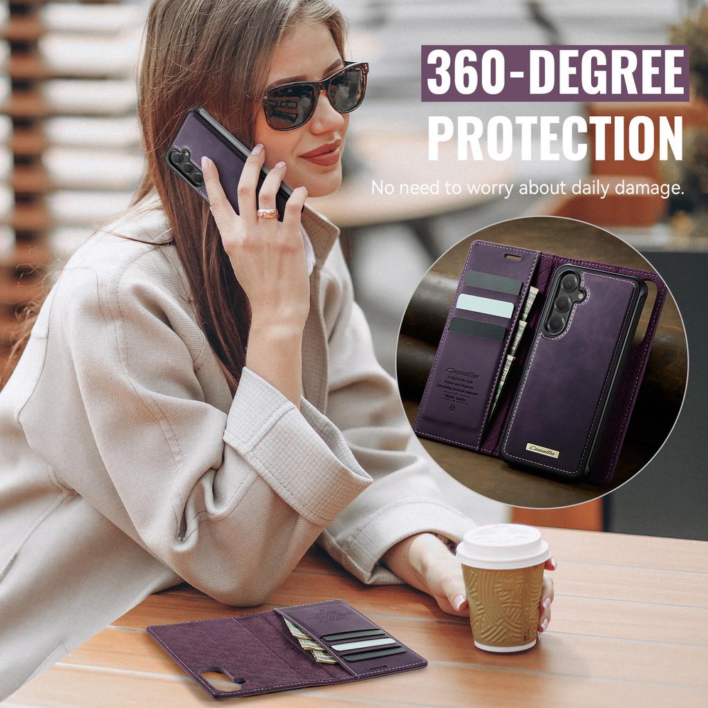 For Samsung Galaxy S25+/Galaxy S24+ Case CASEME C49 Compatible with MagSafe RFID Blocking Detachable Wallet Leather Phone Cover