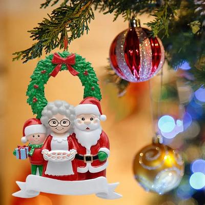 Resin Santa Claus Figurines Christmas Tree Family Ornament Hanging Pendant DIY Name Card Holiday Decor Xmas Tree Pendant Gift
