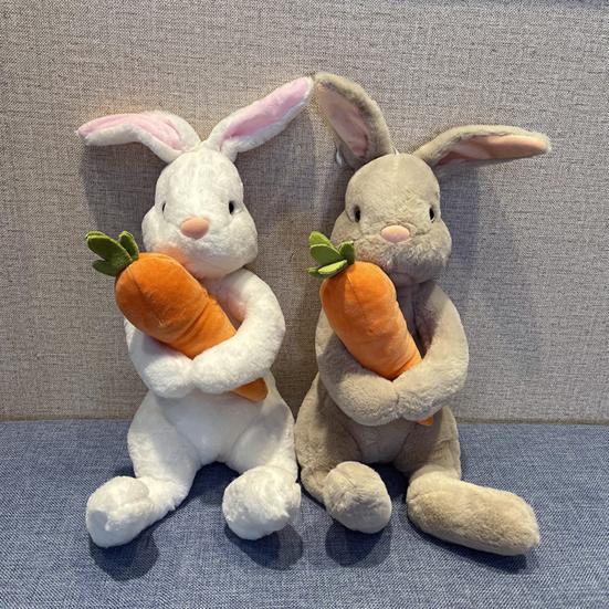 Cute Bunny Plush Toy Hugging Carrot Soft Stuffed Rabbit Doll for Kids