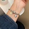 Women's Retro Chunky Chain Padlock Bracelet - Fashionable and Versatile Cross Design