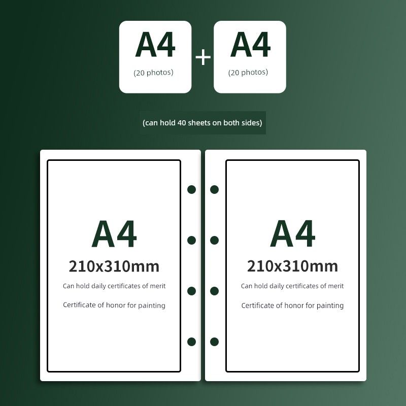 

Honor Storage Box Primary School Kindergarten Kids Baby Album Multi-Functional Collection Bag Info Booklet Large Folder for Placing Awards for Grading Inner Core (A4-40 Sheets)