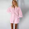 Oversized Collar Shirt and Shorts Set In Multiple Colors