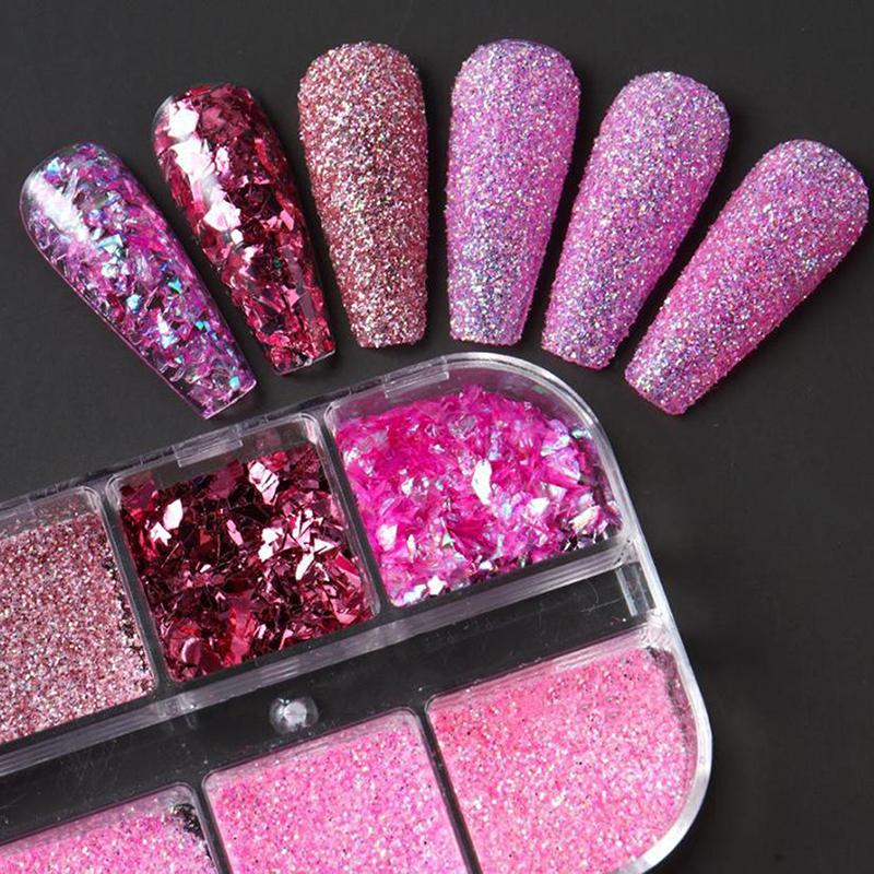 1 Box Of 6 Grids 3D Mini Round Nail Sequin Kawaii Korean Black Dot Nail Art Flake Y2K Golden Silvery Shinny Charms Accessories