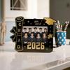 Wooden Photo Frame, Standard Size Graduation Picture Display, Black Gold with Rear Stand, Grad 2026 Picture Holder for Graduation Keepsake