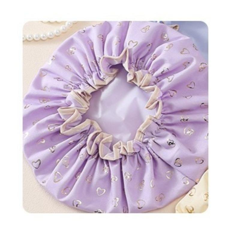 Doppellagige Duschhaube  Wasserdichte Haarhaube  Goldgeprägte Bedruckte Polyester-Baumwoll-PEVA-Duschhaube  Damen Bade- und Badestil