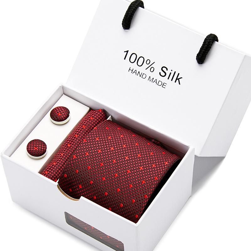Men'S Tie Gift Box 5-Piece Set Tie Pocket Towel Scarf Cuff