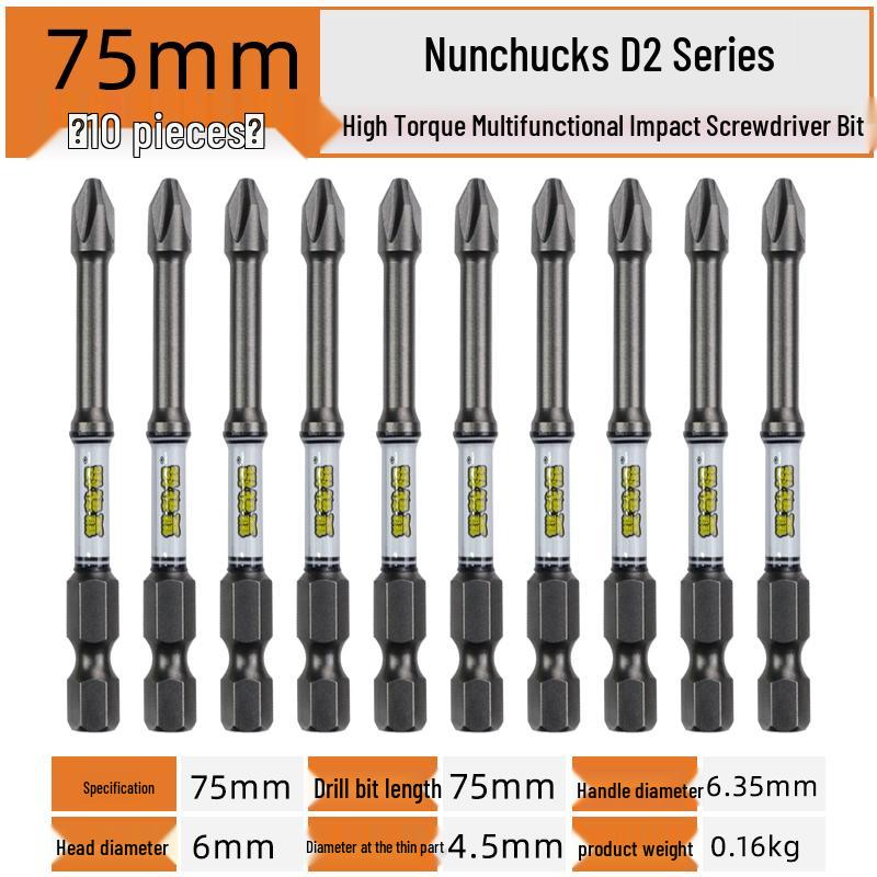 Nunchucks D2 Series Magnetic Alloy Steel Phillips Drill Bit - High Hardness & Impact Resistant