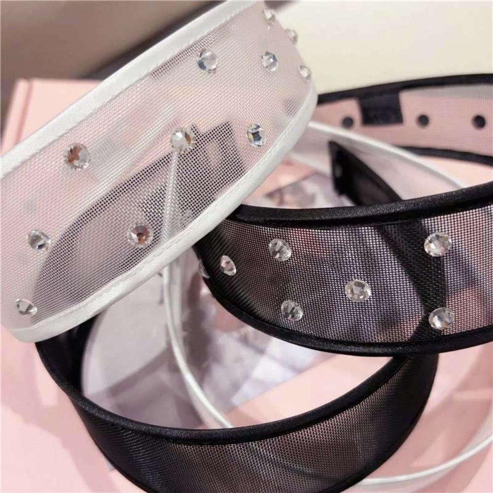 Creative Mesh Pearls Headband Headwear Black White Hairband Rhinestone Wide Hair Hoop Girls