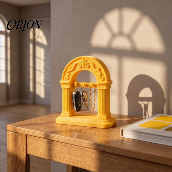 Key Holder for Entryway Roman Arch Holder, PLA 3D Printed Decorative Organizer Storage Stand with 3 Hooks, Table Tabletop