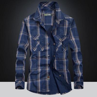 Frühlings Langarmhemd Herren Übergröße Lockeres Tooling Baumwollhemd