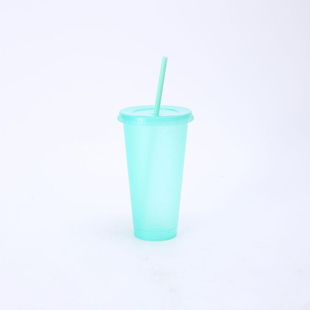 710 ml wielokrotnego użytku kubek na proszek Flash kubek na kawę z pokrywką ze słomką kubek DIY plastikowa butelka na wodę na zewnątrz pływanie impreza prezent