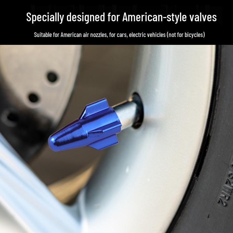 Small Rocket Head Aluminum Alloy Tire Valve Stem Cap - Dustproof & Anti-fouling