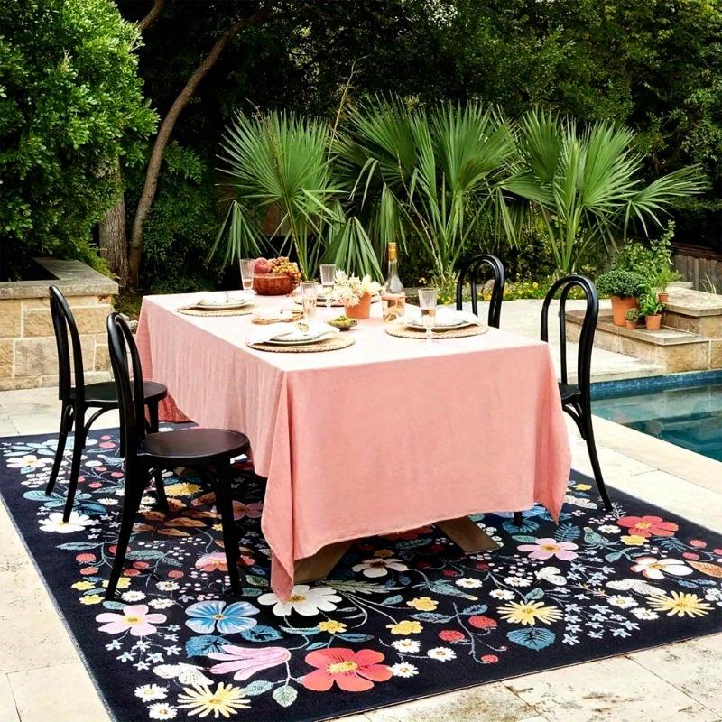 Living Room Carpet Bedroom Bedside Floor Mat Machine Washable Easy Folding Carpets Floral Style Home Decoration Large Area Rug