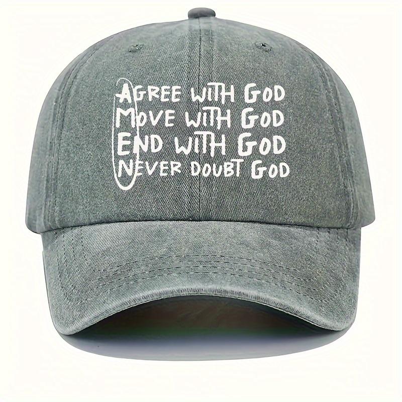 Agree With God Move With God Never Doubt God Vintage Washed Baseball Cap Casual Polyester Outdoor Hat Unisex