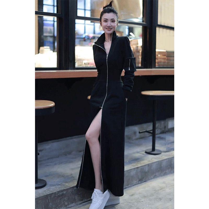 

Женское осеннее кардиганное платье высокой моды, стройнящее талию Large чёрный