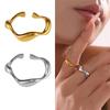 Stainless Steel Rings For Women Gold Color Wavy Geometric Open Ring Vintage Wedding Aesthetic Jewelry Gift