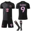 2025-26 Miami Visitante Negro No. 10 Juegos de Uniforme de Fútbol Camiseta 9 Suarez Original