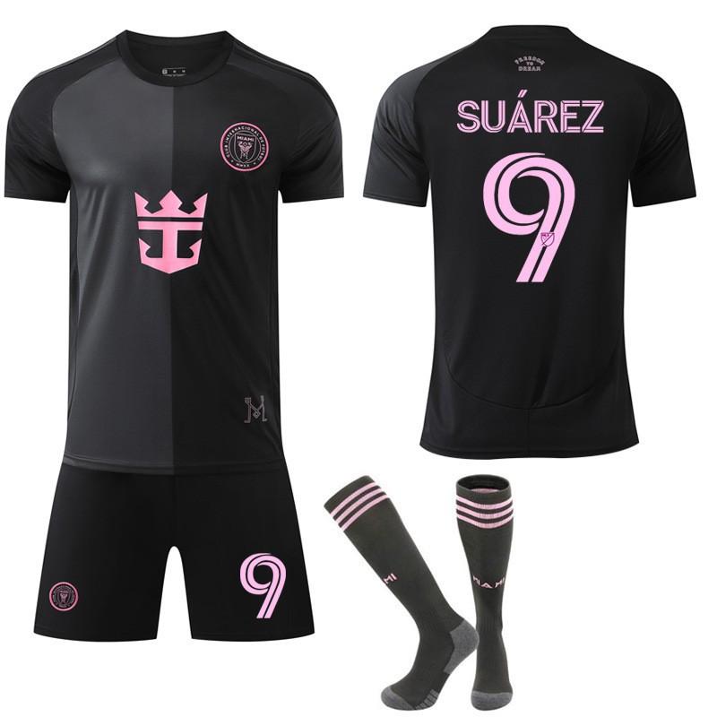2025-26 Miami Visitante Negro No. 10 Juegos de Uniforme de Fútbol Camiseta 9 Suarez Original